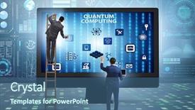  Presentation with quantum computing - Beautiful theme featuring concept of quantum computing backdrop and a ocean colored foreground
