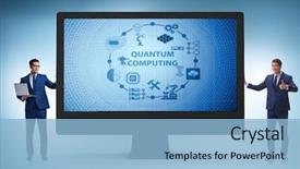  Presentation with quantum - Cool new PPT layouts with concept of quantum computing backdrop and a light blue colored foreground