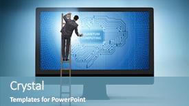  Presentation with quantum computing - Colorful slide deck enhanced with concept of quantum computing backdrop and a teal colored foreground