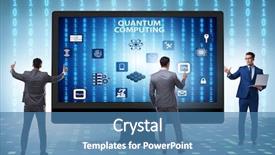  Presentation with quantum computing - Colorful PPT layouts enhanced with concept of quantum computing backdrop and a teal colored foreground