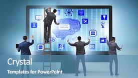  Presentation with quantum computing - Slide set enhanced with concept of quantum computing background and a teal colored foreground