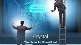  Presentation with quantum computing - Presentation consisting of concept-of-quantum-computing background and a ocean colored foreground