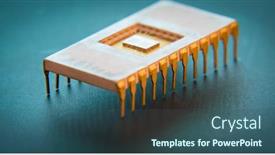  Presentation with quantum - Colorful slide deck enhanced with concept-of-quantum-processor backdrop and a ocean colored foreground