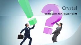  Presentation with question marks - Presentation theme featuring concept-of-question-and-exclamation background and a light blue colored foreground