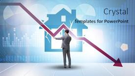  Presentation with price - Presentation theme enhanced with concept-of-real-estate-price background and a light blue colored foreground