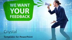  Presentation with customers - Slides having concept-of-receiving-feedback background and a light blue colored foreground