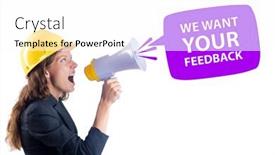  Presentation with customers - Colorful slide set enhanced with concept-of-receiving-feedback backdrop and a white colored foreground