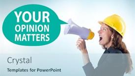  Presentation with customers - Slide deck with concept-of-receiving-feedback background and a sky blue colored foreground