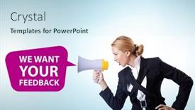  Presentation with customers - Presentation consisting of concept-of-receiving-feedback background and a sky blue colored foreground