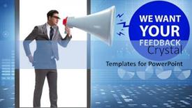  Presentation with customers - Audience pleasing slide set consisting of concept-of-receiving-feedback backdrop and a light blue colored foreground