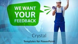  Presentation with customers - Amazing theme having concept-of-receiving-feedback backdrop and a light blue colored foreground