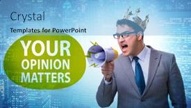  Presentation with customers - Colorful slides enhanced with concept-of-receiving-feedback backdrop and a light blue colored foreground