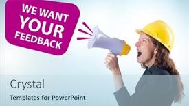  Presentation with customers - Cool new slides with concept-of-receiving-feedback backdrop and a sky blue colored foreground