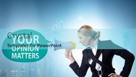  Presentation with customers - PPT layouts with concept-of-receiving-feedback background and a arctic colored foreground