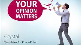  Presentation with customers - Presentation design featuring concept-of-receiving-feedback background and a sky blue colored foreground