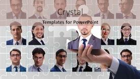  Presentation with recruiting - Presentation design featuring concept-of-recruiting-effective background and a coral colored foreground