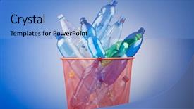  Presentation with plastic recycling - Amazing slide deck having recycling with plastic bottles backdrop and a light blue colored foreground