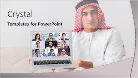  Presentation with video conferencing - Beautiful presentation featuring concept-of-remote-video-conferencing backdrop and a white colored foreground