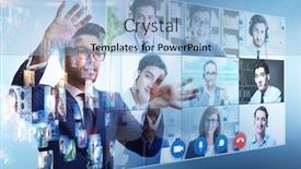  Presentation with video conferencing - Cool new presentation design with concept-of-remote-video-conferencing backdrop and a light blue colored foreground