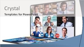  Presentation with video conferencing - Presentation theme featuring concept-of-remote-video-conferencing background and a light gray colored foreground