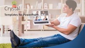  Presentation with video conferencing - Presentation theme consisting of concept-of-remote-video-conferencing background and a lemonade colored foreground