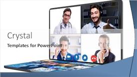  Presentation with video conferencing - Slide deck featuring concept-of-remote-video-conferencing background and a white colored foreground