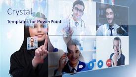  Presentation with video conferencing - Amazing slide deck having concept-of-remote-video-conferencing backdrop and a sky blue colored foreground