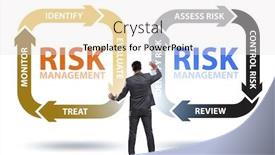  Presentation with risk management - Colorful presentation enhanced with concept of risk management in modern business backdrop and a white colored foreground