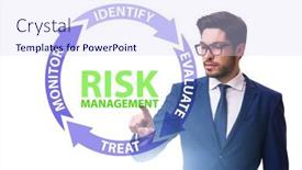  Presentation with risk management - PPT theme consisting of concept of risk management in modern business background and a sky blue colored foreground