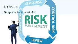  Presentation with risk management - PPT theme enhanced with concept of risk management in modern business background and a cool aqua colored foreground