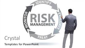  Presentation with risk management - Slide set enhanced with concept of risk management in modern business background and a white colored foreground