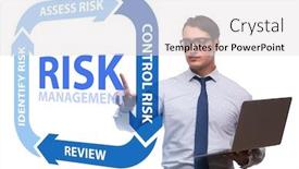  Presentation with risk management - Presentation theme consisting of concept of risk management in modern business background and a light gray colored foreground