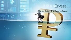  Presentation with economic - Presentation theme enhanced with concept-of-rouble-devaluation background and a light blue colored foreground