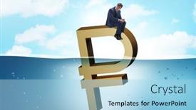  Presentation with economic - Slide deck with concept-of-rouble-devaluation background and a light blue colored foreground