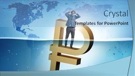  Presentation with economic - Presentation featuring concept-of-rouble-devaluation background and a light blue colored foreground