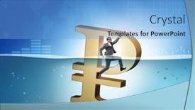  Presentation with economic - Slides consisting of concept-of-rouble-devaluation background and a light blue colored foreground