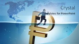  Presentation with economic - Presentation theme featuring concept-of-rouble-devaluation background and a light blue colored foreground