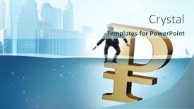  Presentation with economic - Slide set featuring concept-of-rouble-devaluation background and a sky blue colored foreground