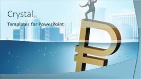  Presentation with economic - Slide set enhanced with concept-of-rouble-devaluation background and a cool aqua colored foreground