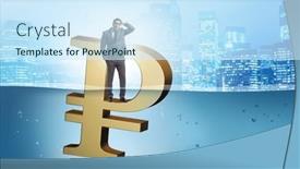  Presentation with economic - Presentation with concept-of-rouble-devaluation background and a cool aqua colored foreground