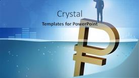  Presentation with economic - Slide set featuring concept-of-rouble-devaluation background and a light blue colored foreground