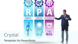  Presentation with robotic process automation - Presentation theme consisting of concept-of-rpa-robotic-process background and a cool aqua colored foreground
