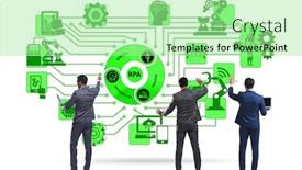  Presentation with robotic process automation - Presentation enhanced with concept-of-rpa-robotic-process background and a mint green colored foreground