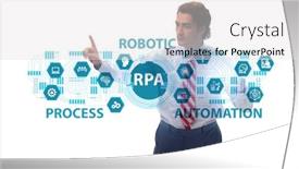  Presentation with robotic process automation - Presentation design featuring concept-of-rpa-robotic-process background and a light gray colored foreground