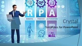  Presentation with robotic process automation - Audience pleasing presentation theme consisting of concept-of-rpa-robotic-process backdrop and a light blue colored foreground