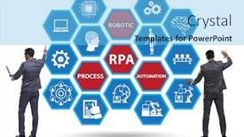  Presentation with robotic process automation - Presentation featuring concept-of-rpa-robotic-process background and a light blue colored foreground