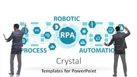  Presentation with robotic process automation - Cool new slide deck with concept-of-rpa-robotic-process backdrop and a white colored foreground