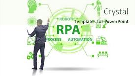  Presentation with robotic process automation - PPT theme enhanced with concept-of-rpa-robotic-process background and a soft green colored foreground