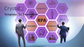  Presentation with robotic process automation - Beautiful theme featuring concept-of-rpa-robotic-process backdrop and a light blue colored foreground
