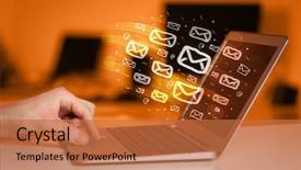  Presentation with mail - PPT theme with concept of sending e-mails background and a coral colored foreground
